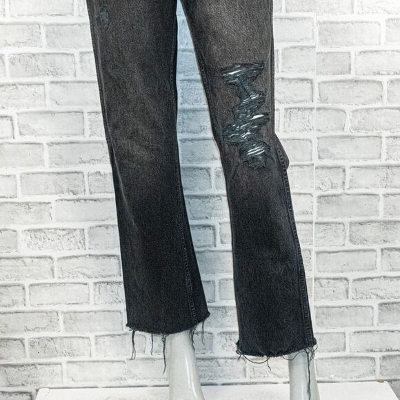 RE/DONE Women's High-Rise Loose Distressed Denim Jeans in Worn in Black sz 26 - Picture 11 of 14
